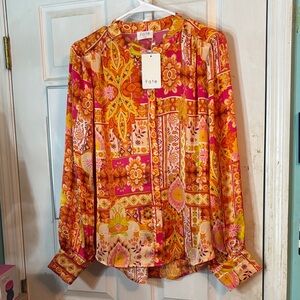 Fate Women's Vibrant Floral Blouse - Pink and Orange
